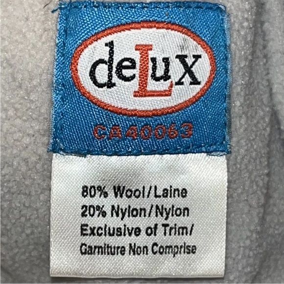 DELUX Gray monkey Face WOOL BLEND Knit Hat RED Pom On Top, Hanging Ties W/ Poms - Picture 2 of 9